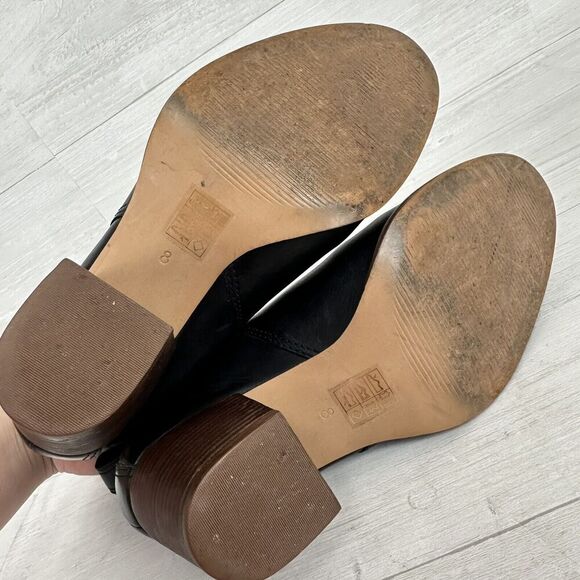 Madewell The Regan Ankle Boots Women 8 Black Leather Block Heel Chelsea‎ Bootie - Picture 8 of 14